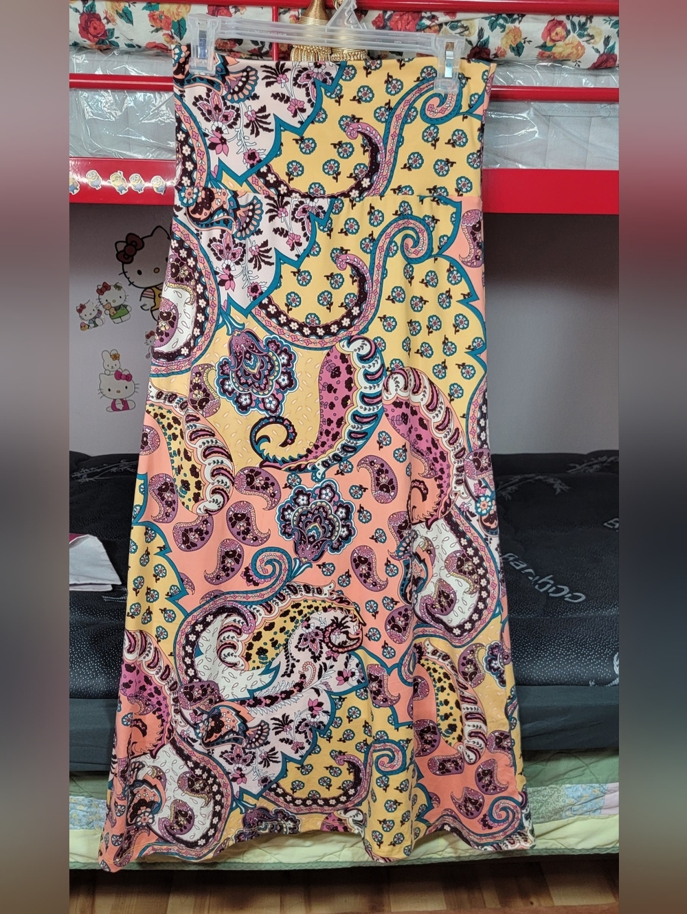 Popana Paisley Maxi Skirt in Yellow, Pink & Teal Size Medium